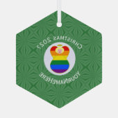 Gay Pride Blonde Engel Kerstvlag Gepersonaliseerd Glas Ornament (Achterkant)