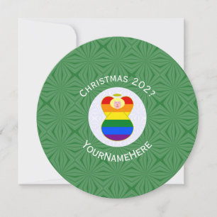 Gay Pride Blonde Engel Kerstvlag Gepersonaliseerd Kaart