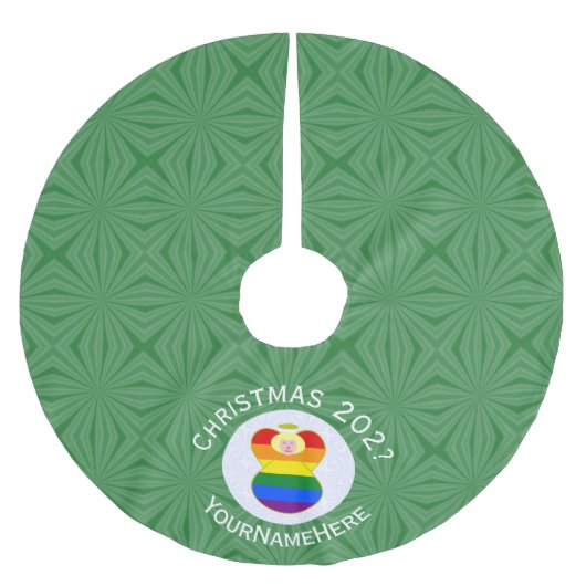 Gay Pride Blonde Engel Kerstvlag Gepersonaliseerd Kerstboom Rok (Voorkant)