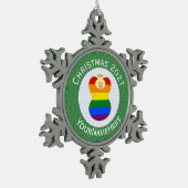 Gay Pride Blonde Engel Kerstvlag Gepersonaliseerd Tin Sneeuwvlok Ornament (Links)