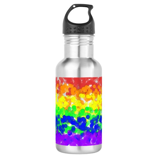 Gay Pride Bokeh Vlag Waterfles (Voorkant)