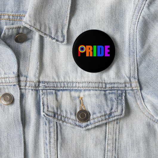 Gay Pride Bold Beauful Rainbow Letters Ronde Button 5,7 Cm (In situ)