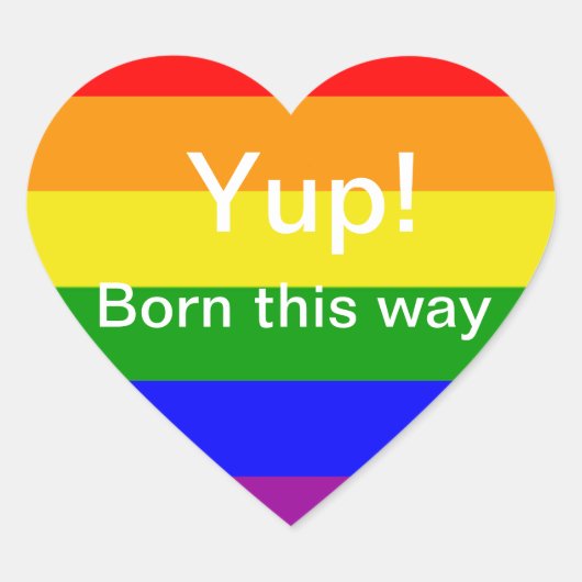 Gay Pride Born this way Regenboog vlag Hart Sticker (Voorkant)