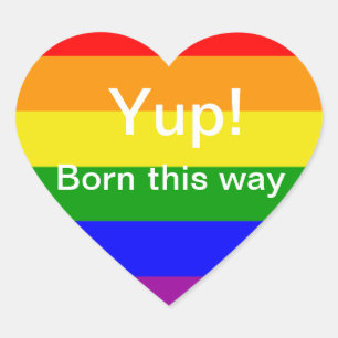 Gay Pride Born this way Regenboog vlag Hart Sticker