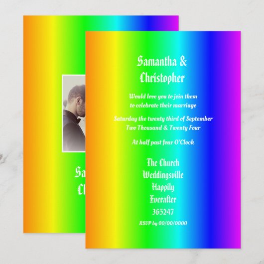 Gay Pride bruiloft foto-uitnodiging Kaart (Voorkant / Achterkant)