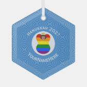 Gay Pride Bruine Engel Chanoeka Vlag Gepersonalise Glas Ornament (Voorkant)