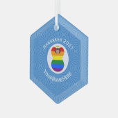 Gay Pride Bruine Engel Chanoeka Vlag Gepersonalise Glas Ornament (Voorkant links)