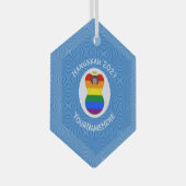 Gay Pride Bruine Engel Chanoeka Vlag Gepersonalise Glas Ornament (Voorkant Rechts)