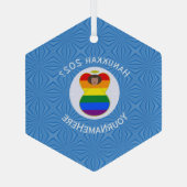 Gay Pride Bruine Engel Chanoeka Vlag Gepersonalise Glas Ornament (Achterkant)