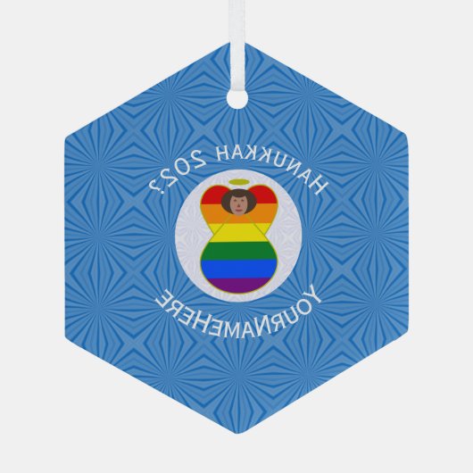 Gay Pride Bruine Engel Chanoeka Vlag Gepersonalise Glas Ornament (Achterkant)