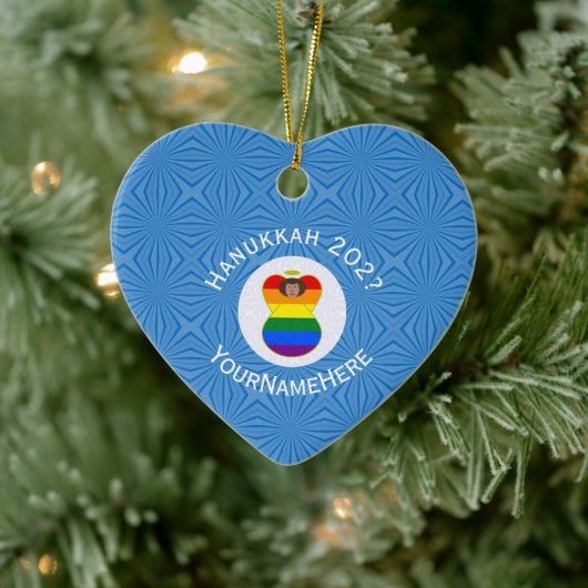 Gay Pride Bruine Engel Chanoeka Vlag Gepersonalise Keramisch Ornament (Boom)