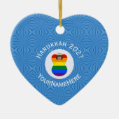 Gay Pride Bruine Engel Chanoeka Vlag Gepersonalise Keramisch Ornament (Voorkant)
