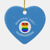 Gay Pride Bruine Engel Chanoeka Vlag Gepersonalise Keramisch Ornament (Achterkant)