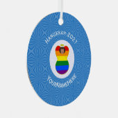 Gay Pride Bruine Engel Chanoeka Vlag Gepersonalise Metalen Ornament (Voorkant Rechts)
