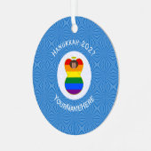 Gay Pride Bruine Engel Chanoeka Vlag Gepersonalise Metalen Ornament (Voorkant links)