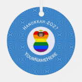 Gay Pride Bruine Engel Chanoeka Vlag Gepersonalise Metalen Ornament (Achterkant)