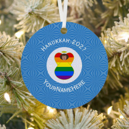 Gay Pride Bruine Engel Chanoeka Vlag Gepersonalise Metalen Ornament