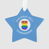 Gay Pride Bruine Engel Chanoeka Vlag Gepersonalise Ornament (achterkant)