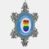 Gay Pride Bruine Engel Chanoeka Vlag Gepersonalise Tin Sneeuwvlok Ornament (Links)