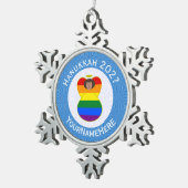 Gay Pride Bruine Engel Chanoeka Vlag Gepersonalise Tin Sneeuwvlok Ornament (Rechts)