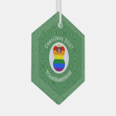 Gay Pride Bruine Huid Engel Kerstvlag Persoonlijk Glas Ornament (Voorkant Rechts)