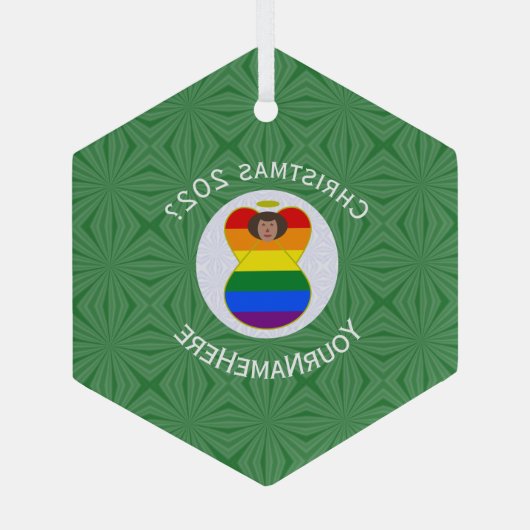Gay Pride Bruine Huid Engel Kerstvlag Persoonlijk Glas Ornament (Achterkant)