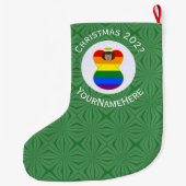 Gay Pride Bruine Huid Engel Kerstvlag Persoonlijk Grote Kerstsok (Achterkant)