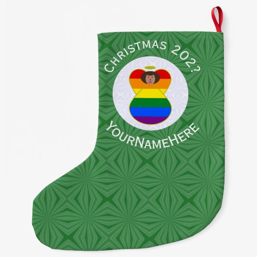 Gay Pride Bruine Huid Engel Kerstvlag Persoonlijk Grote Kerstsok (Achterkant)