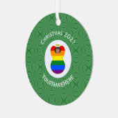 Gay Pride Bruine Huid Engel Kerstvlag Persoonlijk Metalen Ornament (Voorkant links)