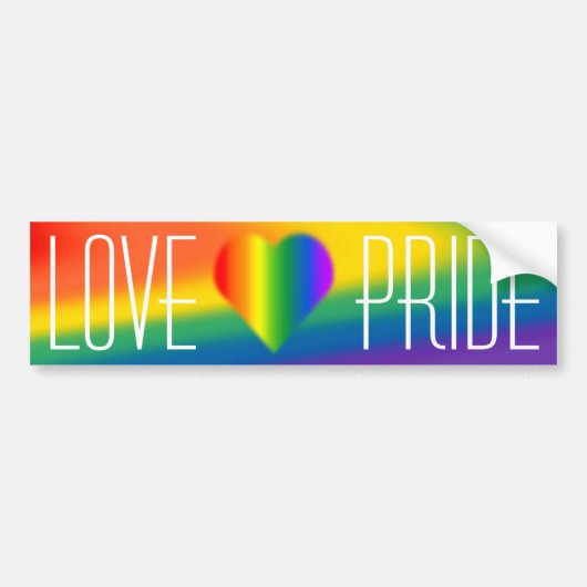 Gay Pride Bumpersticker Rainbow Love Stickers (Voorkant)
