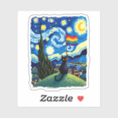 Gay Pride Cat Art Cat Starry Night Style LGBTQ Pri Sticker (Vel)