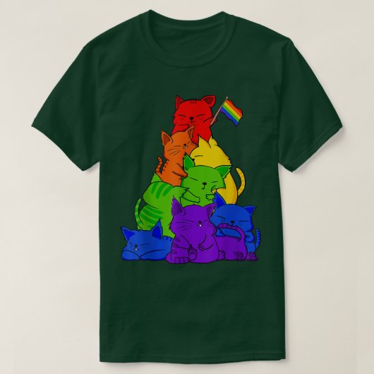 Gay Pride Cat LGBT Kawaii Cats Pile Cute Anime Rai T-shirt (Design voorkant)