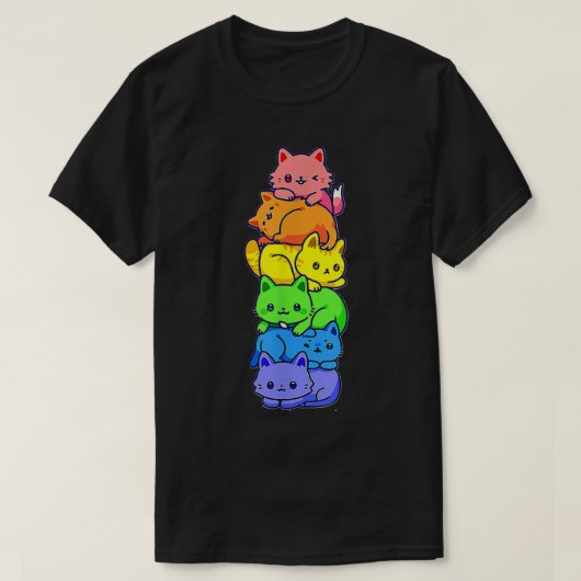 Gay Pride Cat LGBT Kawaii Cats Pile Cute Anime Rai T-shirt (Design voorkant)
