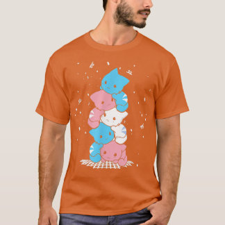 Gay Pride Cat LGBT Kawaii Cats Pile CuteAnime Rain T-shirt