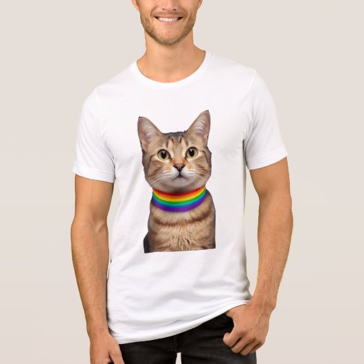 Gay Pride Cat – Purroud & Proud Tri-Blend Shirt (Voorkant)