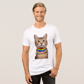 Gay Pride Cat – Purroud & Proud Tri-Blend Shirt (Voorkant volledig)
