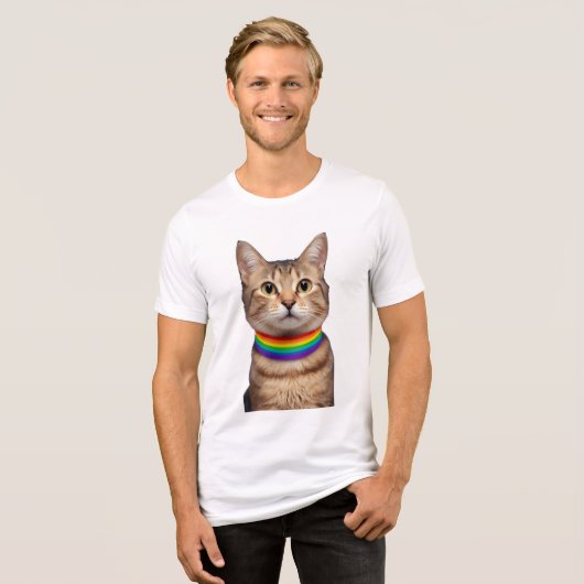 Gay Pride Cat – Purroud & Proud Tri-Blend Shirt (Voorkant volledig)