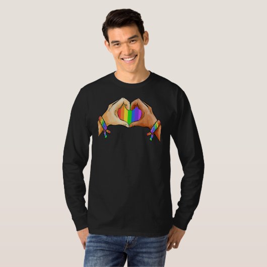 Gay Pride Clothing Lgbt Rainbow Flag Heart Unity 1 T-shirt (Voorkant volledig)