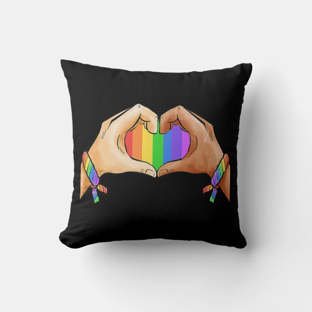Gay Pride Clothing LGBT Rainbow Flag Heart Unity Kussen (Voorkant)