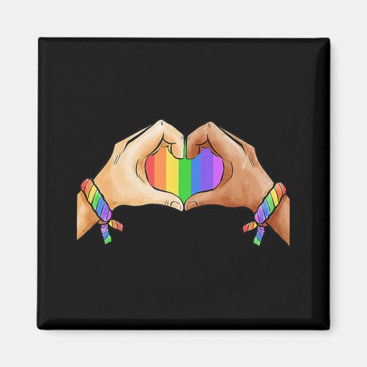 Gay Pride Clothing LGBT Rainbow Flag Heart Unity Magneet (Voorkant)