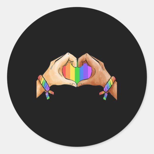Gay Pride Clothing LGBT Rainbow Flag Heart Unity Ronde Sticker (Voorkant)