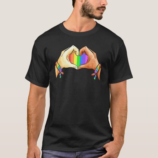 Gay Pride Clothing Lgbt Rainbow Flag Heart Unity T-shirt (Voorkant)