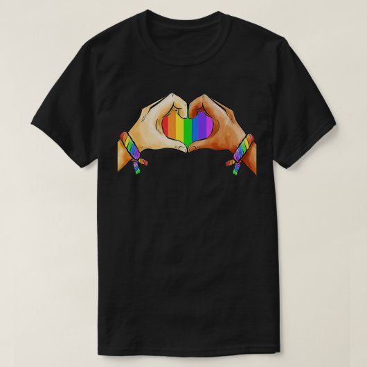 Gay Pride Clothing LGBT Rainbow Flag Heart Unity T-shirt (Design voorkant)