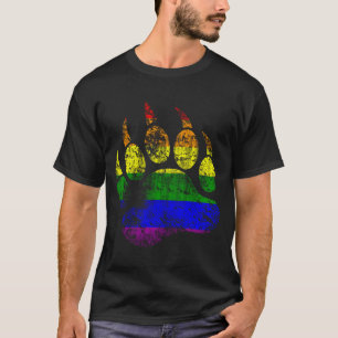 Gay Pride Colors Distress Beer Paw Rainbow Flag T-shirt