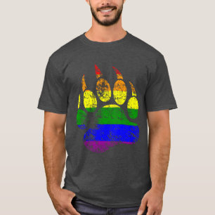 Gay Pride Colors Distress Beer Paw Rainbow Flag T-shirt