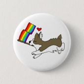 Gay Pride Corgi Pin Ronde Button 5,7 Cm (Voorkant)