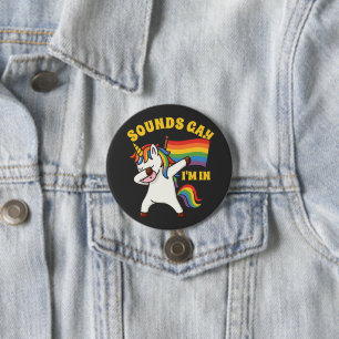 Gay Pride Dabbing Eenhoorn met vlag Ronde Button 7,6 Cm