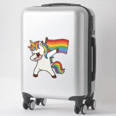 Gay Pride Dabbing Eenhoorn met vlag Sticker (Koffer)