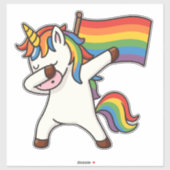Gay Pride Dabbing Eenhoorn met vlag Sticker (Vel)