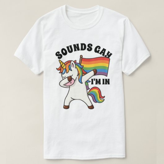 Gay Pride Dabbing Eenhoorn met vlag T-shirt (Design voorkant)
